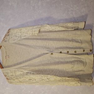 Women's Lace Sleeve Cardigan Sweater